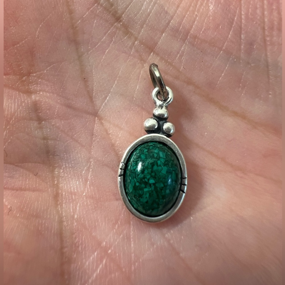 Carolyn Pollack Malachite Sterling Silver 925 Necklace Pendant or Charm